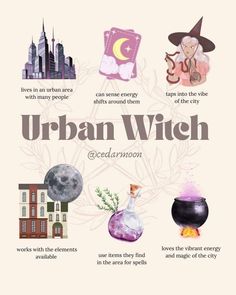 an advertisement for the urban witch festival with images of witches and other things on it