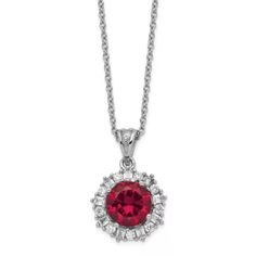 Silver Lab, Ruby Pendant, Cz Necklace, Ruby Gemstone, Red Ruby, Baguette Cut, Stunning Necklace, Fine Jewelry Gift, Cz Stone