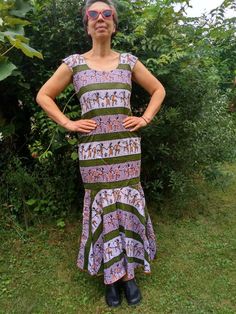 "Vintage hand made dress. Colourful African ethno style dress with wide hardness. Mermaid dress. Back zipper. Bust 33\"84cm Waist 31\"79cm Hips 38\"97cm Length 52\"132cm M size." Fitted V-neck Patchwork Maxi Dress, Colourful Dress, 1970s Multicolor Cotton Dress, Peter Pan Collar Blouse, Multicolor Print Patchwork V-neck Dress, Ethno Style, Green Maxi, Eyelet Lace, House Dress