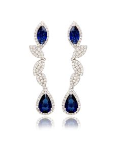 in stock Elegant Blue Diamond Dangle Earrings, Elegant Blue Diamond Drop Earrings, Blue Diamond Drop Earrings For Formal Occasions, Elegant Blue Pear-shaped Diamond Earrings, Blue Teardrop Chandelier Earrings For Formal Occasions, Formal Blue Teardrop Chandelier Earrings, Blue Pear-shaped Party Earrings, Blue Teardrop Diamond Earrings As Gift, Blue Teardrop Diamond Earrings For Gift