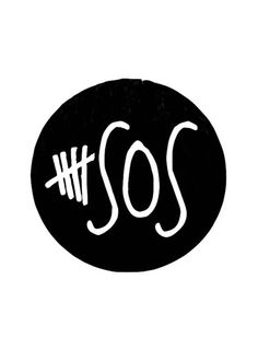 the word sos written in white on a black circle