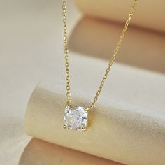 Dainty Square Radiant Cut Pendant Necklace;925 Sterling Silver;Gold: 18K Gold Plated;Silver: Rhodium Plated;Gemstone: 8A Grade Cubic ZirconiaGemstone size: 8*8mmNecklace Length: 40 + 5cmNickel-free & Hypoallergenic. Radiant Cut, Steel Jewelry, Gold Plated Silver, Stainless Steel Jewelry, Rhodium Plated, Silver Necklaces, Jewelry Pieces, Silver Gold, Necklace Lengths