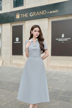 Hilga A 字领亚麻棉中长连衣裙 | MEAN BLVD Classic Formal Dress With Collared Neckline, Collared Neckline Dresses For Office, Office Shirt Dress With Collared Neckline, Spring Semi-formal Mid-length Midi Dress, Casual Office Dress With Collared Neckline, Spring Midi Dress For Professional Office Wear, Spring Midi Dress For Office Wear, Spring Midi Dress For Office, Classic Collared Midi Dress For Work