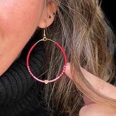 Valentine Earrings, Heart Earrings, Valentine's Day Earrings, Valentine Hoops, Red Hoop Earrings, Pink Red Earrings, Valentine's Day Gift - Etsy Red Hoop Earrings, Valentine Earrings, Gold Bead Earrings, Valentines Earrings, Plastic Earrings, Heart Hoop Earrings, Earrings Heart, Earring Cards, Tiny Heart