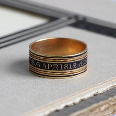 Georgian 18k Black Enamel Mourning Band Dated 1812 - Etsy Enamel Locket, Classic Closet, King George Iii, Georgian Jewelry, Rosecut Diamond Ring, Custom Gift Boxes, Philadelphia Pa, Rose Cut Diamond, Antique Rings