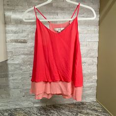 New With Tags, Loft Cute Dressy, Spaghetti Strap Tank Size Xs Layered Sleeveless Top For Summer, Casual Layered Tops For Spring, Spring Layering Camisole, Fitted Layered Tops For Spring, Layered Sleeveless Tops For Spring, Polka Dot Tank Top, Dressy Tank Tops, Ruffle Tank Top, Blouse Tank Top