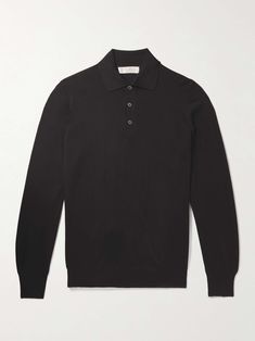 BRUNELLO CUCINELLI Virgin Wool and Cashmere-Blend Polo Shirt for Men Long Sleeve Polo Shirt, Long Sleeve Polo, Brunello Cucinelli, Mr Porter, Fashion News, Porter, Polo Shirt, Cashmere, Comfort Fit