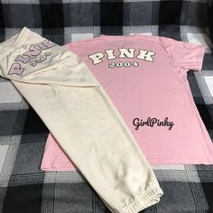 Super Cute! Part Of The Pink Friday New Release Limited Edition Collection Completely Sold Out Online All New With Tags Ivy Fleece Relaxed Fit Sweatpants In White Shell With Chalk Rose Logo Short Sleeve Tee. The Sweatpants Have The Pink 2004 Patches Logo On The Back In Chalk Rose To Match With The Tee. The Tee Has The Pink 2004 Logo On The Back In White Shell To Match With The Color Of The Sweatpants. This Brings The Outfit Together As A Very Cute Matching Set. Very Adorable Set! Will Be Nice To Pink Matching Set Bottoms For Loungewear, Pink Matching Set Loungewear Bottoms, Pink Loungewear Matching Set Bottoms, Pink Letter Print Bottoms For Loungewear, Pink Letter Print Loungewear Bottoms, Casual Pink Matching Set Bottoms, Casual Pink Bottoms Matching Set, Sporty Pink Sets With Letter Print, Sporty Pink Loungewear Sets