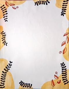 a white paper with yellow and black leaves on it