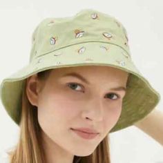 Uo Bucket Hat Embroidered Mushroom Boho Hippie Green Women’s Unisex Urban Outfitters Casual Cotton Hat, Urban Outfitters Curved Brim Hat For Spring, Spring Hats From Urban Outfitters, Urban Outfitters Adjustable Cotton Hat, Cute Green Hat For Vacation, Green Spring Hat One Size, Spring Green Bucket Hat, Cute Green Spring Hat, Green Cotton Hat