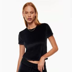 Women’s Size Small Aritzia Sunday Best Black Velvet “Henri Tshirt”. Never Worn, Tags Removed. 78% Cotton 19% Polyester 3% Elastane Machine Wash Cold/Hang Dry. If It Was Socially Acceptable I’d Drape My Whole Body In Velvet Fitted Black T-shirt For Loungewear, Black Crew Neck Top For Loungewear, Basic Black Tops For Loungewear, Basic Black T-shirt For Loungewear, Cropped White Tee, Colorful Crop Tops, Total Eclipse, Red Tee, Checkered Shirt