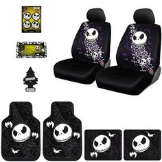 car seat covers with jack skellingy faces and other accessories for the front seats