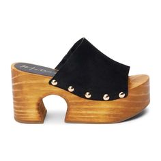 Matisse Knox Clog - 22998758 | HSN Black Open Toe Clogs With Chunky Platform, Black Platform Clogs With Wedge Heel, High Heel Wooden Platform Clogs, Open Toe Wooden Platform Clogs, Wooden Open Toe Platform Clogs, Wooden Platform Open Toe Clogs, Platform Wood Clogs With Block Heel, Modern Clogs With Wooden Wedge Heel, Black Mules With Wooden Wedge Heel