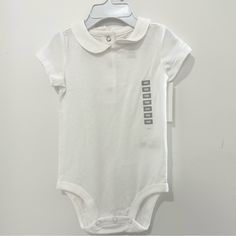 Polo Onesie 9 Months (9m) Brand New With Tags Fitted White Short Sleeve Bodysuit For Playtime, White Fitted Short Sleeve Bodysuit For Playtime, Basic Fitted Tops For Playtime, Flamingo Shorts, Baby 12 Months, Onesie Dress, One Piece Jumper, Christmas Bodysuit, Jumper Outfit