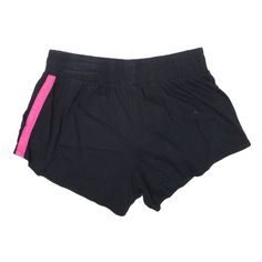 Item is in good used condition. Item has elasticated waist. >Size: M >Waist Size: 25" >Inside Leg: 2" >Rise: 9" >Hem: 10" Casual Black Bottoms With Logo Waistband, Athleisure Shorts With Logo Waistband, Short Athleisure Bottoms With Logo Waistband, Black Bottoms With Logo Waistband, Short Length, Black Bottoms With Logo Waistband In Short Length, Black Casual Shorts With Logo Waistband, Sporty Athletic Shorts For Workout With Elastic Fit, Stretch Activewear With Logo Waistband For Sports, Sporty Activewear With Logo Waistband