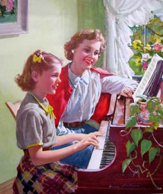 ANDERSON Harry | AMERICAN GALLERY - 20th Century Piano Illustration, Piano Lessons For Beginners, Norman Rockwell Art, Illustration Postcard, Nostalgic Art, Vintage Illustrations, Picture Illustration, New York Art