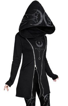 Twin Moon Hoodie Gothic Hooded Hoodie For Fall, Gothic Hoodie For Alternative Fashion In Winter, Gothic Hoodie For Winter Alternative Fashion, Gothic Winter Hoodie For Alternative Fashion, Gothic Hooded Hoodie For Winter, Alternative Fashion Hoodie For Fall, Fall Cosplay Hoodie With Drawstring Hood, Cosplay Hoodie With Drawstring For Fall, Gothic Hooded Hoodie For Cosplay