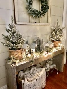 a table with christmas decorations on top of it