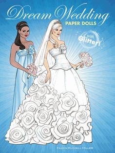 an illustrated book with two brides in wedding gowns and roses on the cover