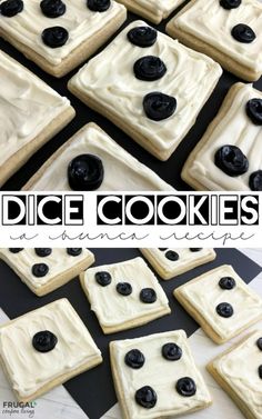 blueberry cheesecake cookies are arranged on a black and white checkered tablecloth