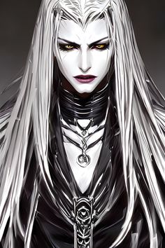 an image of a woman with long white hair