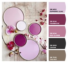 pantone's color swatches with orchids and coffee