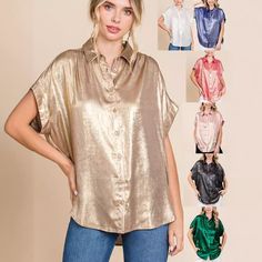 F00252168-302 Spring Gold Button-up Shirt, Gold Short Sleeve Top For Summer, Casual Gold Shirt For Spring, Gold Casual Shirt For Spring, Casual Gold Button-up Shirt, Gold Button-up Top For Summer, Casual Gold Short Sleeve Top, Gold Casual Short Sleeve Top, Gold Trendy Button-up Top