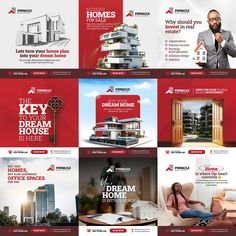 a series of brochures designed to look like real estate agent's houses