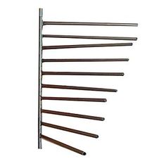 a metal rack with several wooden rods attached to it