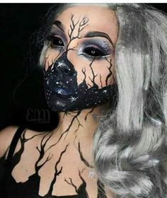 Halloween Creepy Face, Fantasy Make-up, Halloween Mode, Spooky Tree, Creepy Halloween Makeup, Cool Halloween Makeup, Creepy Things