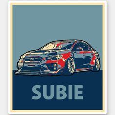 a car with the words subie on it