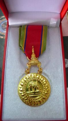 an award medal is in a red box