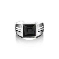 Big black onyx ring in 925 sterling silver, Wide band ring with large black gemstone, Square black stone ring for dad This lovely gemstone ring is perfect for daily wear. It is crafted from fine 925K sterling silver and has the most intricate details that are sure to catch the eye of anyone who sees it. Handcrafted with love and joy, this ring will be with you for years to come, possibly even taking its place as a family heirloom for generations to come! With its detailed handmade engravings, th Classic Black Rings With Polished Edges, Modern Black Rings For Formal Occasions, Classic Black Sapphire Ring In Sterling Silver, Classic Black Gemstone Ring, Black Signet Ring With Polished Finish For Promise, Classic Black Crystal Promise Ring, Black Onyx Rings With Polished Finish, Black Ring With Polished Edges, Black Rings With Polished Edges For Gifts