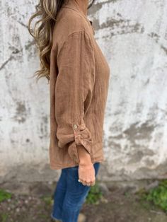 SPU: YSHHP2425888 Style: casual Color: brown,black,green,apricot Season: autumn Neckline: V-neck Sleeve Length: long sleeves Material: cotton and linen Size: S/M/L/XL/2XL/3XL Size Chart： Length Bust Sleeve Length CM inch CM inch CM inch S 74 29.1  100 39.4  58 23.2  M 75 29.5  105 41.3  59 23.6  L 76 29.9  110 43.3  60 23.6  XL 77 30.3  115 45.3  61 24.0  2XL 78 30.7  120 47.2  62 24.4  3XL 79 31.1  125 49.2  63 24.8  This data was obtained from manually measuring the product, it may be off by 1-2 CM. Casual Brown Cotton Blouse, Casual Brown Blouse With Relaxed Fit, Brown Cotton V-neck Blouse, Casual Long Sleeve Solid Color V-neck Top, Long Sleeve Cotton Blouse For Fall, Oversized Long Sleeve Beige Blouse, Winter Brown Cotton Blouse, Spring Brown Solid Color Blouse, Cotton Blouse With Long Sleeves For Casual Gatherings