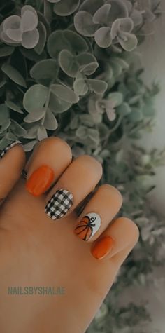 Holloween Nails, Western Nails, Simple Fall Nails, Cute Halloween Nails, Fall Gel Nails, Pumpkin Nails, Cute Nails For Fall, Plaid Nails, Simple Acrylic Nails