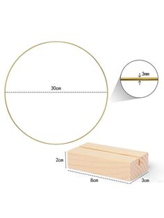 the measurements for a round wooden object