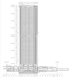 an architectural drawing of a tall building