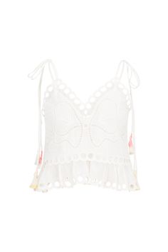 Clothes Inspo Summer, White Feminine Eyelet Top, Loveshackfancy Top, Luxury Scalloped Lace Top, Bohemian White Pointelle Knit Top, White Loveshackfancy Skirt, Loveshackfancy Swimwear, Fancy Tank Tops, The Biltmore