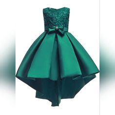 Beautifully Embroidered, Round Neck, Green Satin Princess Dress. Absolutely Beautiful! Size 16. New With Tags. Short In The Front, And Longer In The Back, Has 2 Layers Of Tulle And 1 Layer Of Netting Attached To The Innermost Fabric. Green Embroidered Dress For Dress-up, Green Embroidered Dress For Dress-up Occasions, Kids Evening Gowns, Red Satin Dress, Girl Red Dress, Girls Dresses Online, Kids Party Dresses, Childrens Dress, Maxi Dress Cocktail