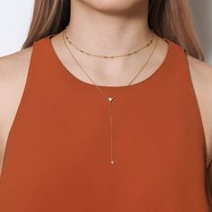 Lariat Necklace, Dainty Necklace, Layer Necklace, Y Necklace, MEASUREMENTS & MATERIALS - .925 Sterling Silver / 14K Gold Vermeil / 14K Rose Gold Vermeil - Cubic Zirconia Crystals - Pendant Height 2 1/2 in | 6.3 cm - Chain 18 in | 45.7 cm - Hypoallergenic, lead & nickel free - Handcrafted in NYC COMPLETE THE LOOK: - Crystal Choker N062: https://www.etsy.com/listing/484350920/ - Love Knot Necklace N316: https://www.etsy.com/listing/600399896/ To shop more Y Lariat Necklaces: https://www.et Minimalist Long Necklace With Satellite Chain, Minimalist Double Strand Everyday Necklaces, Minimalist Layered Long Necklace With Clavicle Chain, Minimalist Long Layered Necklace For Everyday, Minimalist Long Layered Clavicle Necklace, Minimalist Double Strand Necklace With Adjustable Chain, Minimalist Double Strand Charm Necklace, Minimalist Double Strand Clavicle Chain Necklaces, Minimalist Delicate Chain Necklaces For Layering