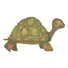 a drawing of a turtle with green eyes and brown body, sitting on top of a white background