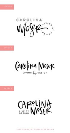 three different logos for carolina moser, living by design and the logo is black and white