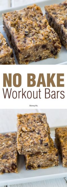 no bake workout bars stacked on top of each other with the title above it