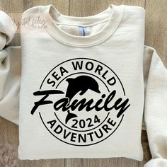 Sea World Family Shirts, Seaworld Family Shirts, Blue Graphic Print T-shirt For Family Vacation, Family Matching Graphic T-shirt For Family Vacation, Family Vacation T-shirt With Custom Print, Vacation Svg, Adventure Shirt, Create Shirts, Family Trip