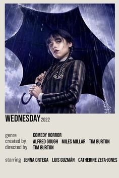 the poster for wednesday shows a woman holding an umbrella