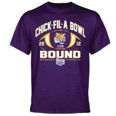 LSU Tigers Football 2012 Chick-Fil-A Bowl t-shirt new NCAA SEC Geaux Tigers 2012 LSU Tigers Football Chick-Fil-A Bowl Bound t-shirt by Gildan Gildan Sam Montgomery, Lsu Tigers Logo, Bowl Logo, Anthony Johnson, Lsu Tigers Football, Ncaa Championship, Tiger Football, Geaux Tigers, Notre Dame Football