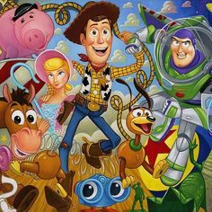 a painting of toy story characters