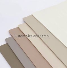 four different colors and sizes of leathers on a white surface with the words custom size and