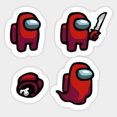 stickers with different shapes and sizes of the same character, including a red object