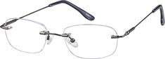 A rimless light weight extremely durable eyeglasses with 180 degree full swing spring hinges. This eyeglasses is shown with lens shape #225. Please refer to the lens shape button above to see the 37 different lens shapes and sizes available with this eyeglasses. These different lens shape and size choices can significantly alter the overall look and final size of this eyeglasses. | Zenni Women's Lightweight Rimless Prescription Eyeglasses Gray Stainless Steel Rimless Glasses, Oval Eyeglasses, Rimless Frames, Zenni Optical, Small Faces, Refined Style, Prescription Eyeglasses, Stainless Steel Frame, Prescription Glasses